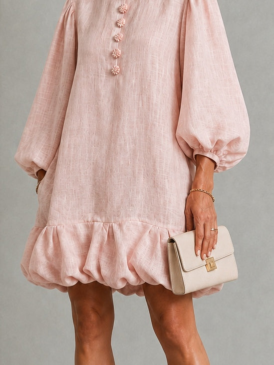 Anneliese | Puff-Sleeve Ruffle Hem Dress