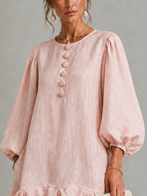 Anneliese | Puff-Sleeve Ruffle Hem Dress