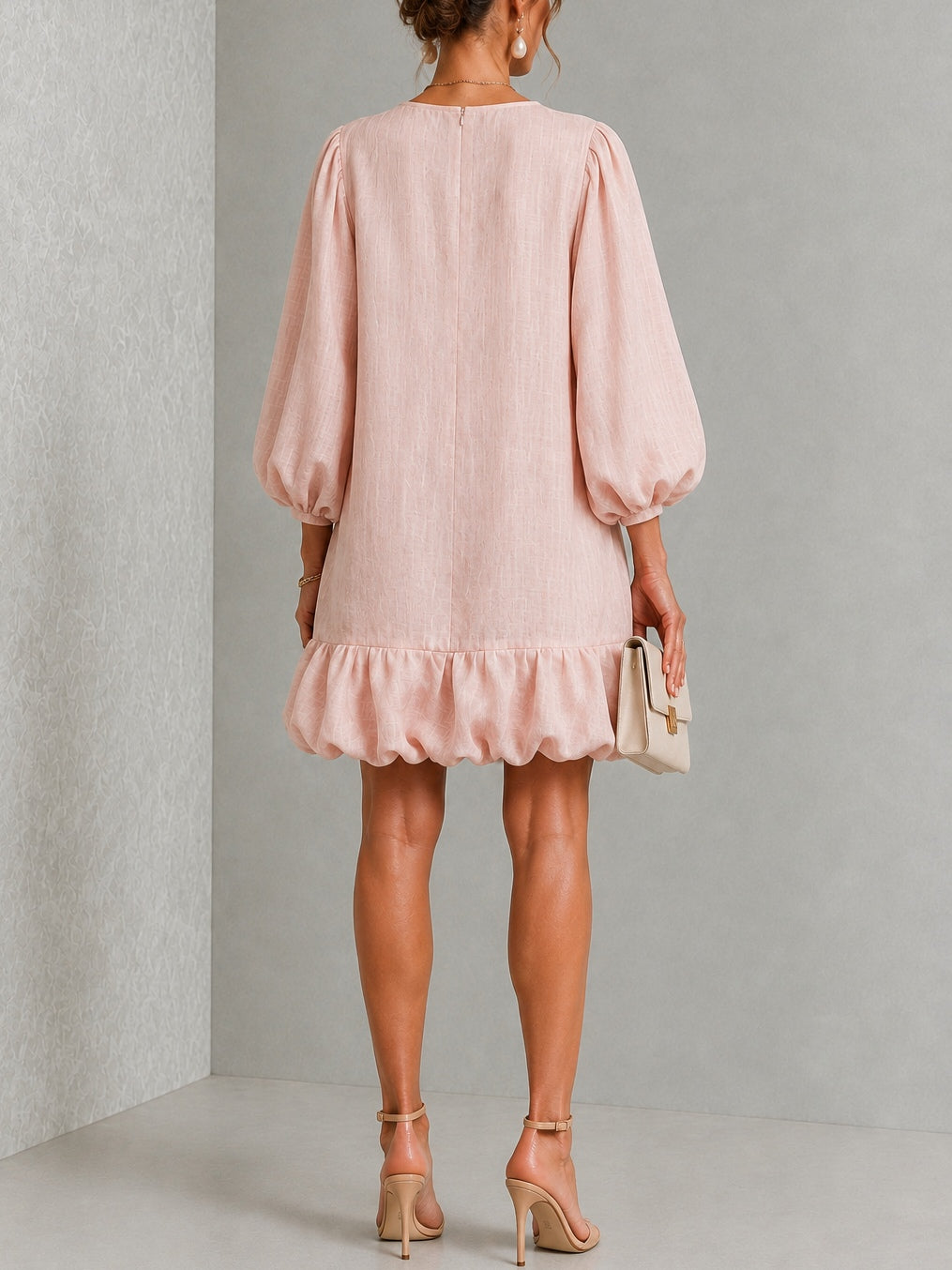 Anneliese | Puff-Sleeve Ruffle Hem Dress