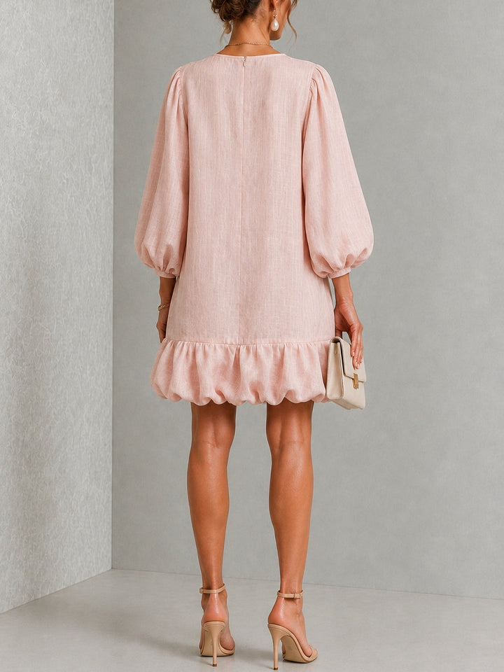 Anneliese | Puff-Sleeve Ruffle Hem Dress