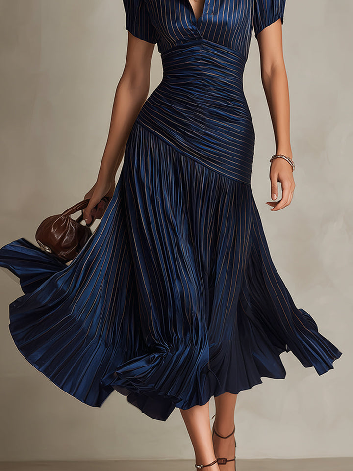 Eleanora | Retro Striped Midi Dress