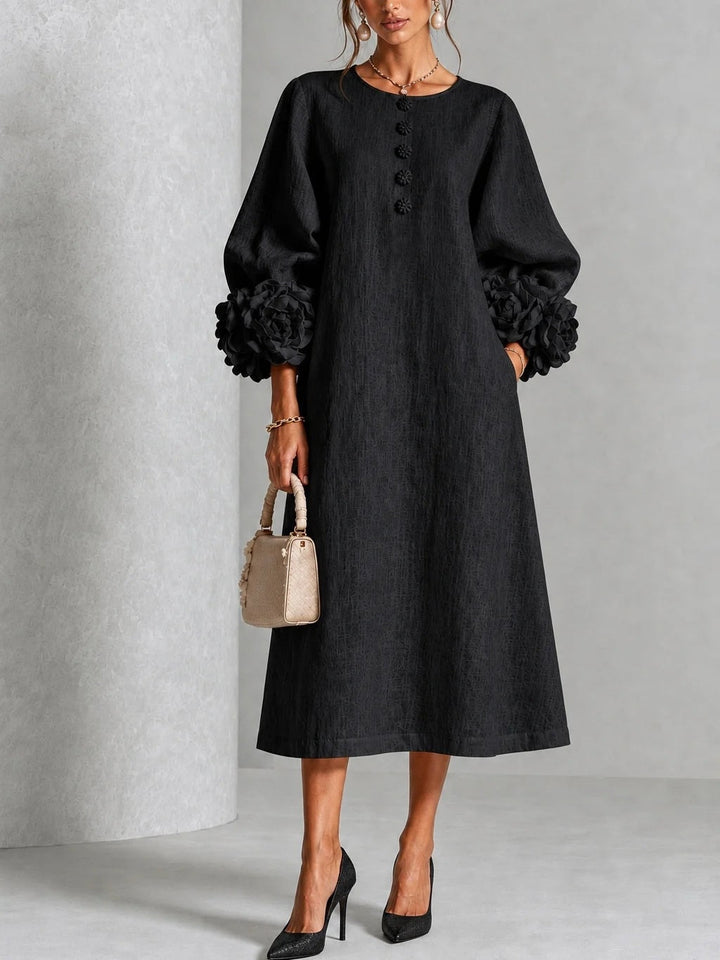 IVY | Rose-Cuff Sleeve Midi Dress