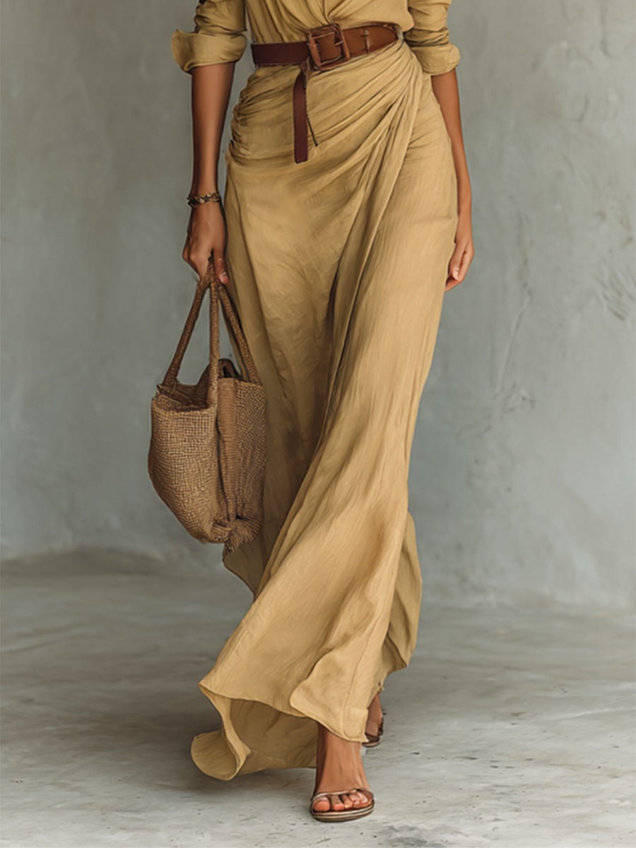 VICTORIA | Lapel Collar Maxi Dress