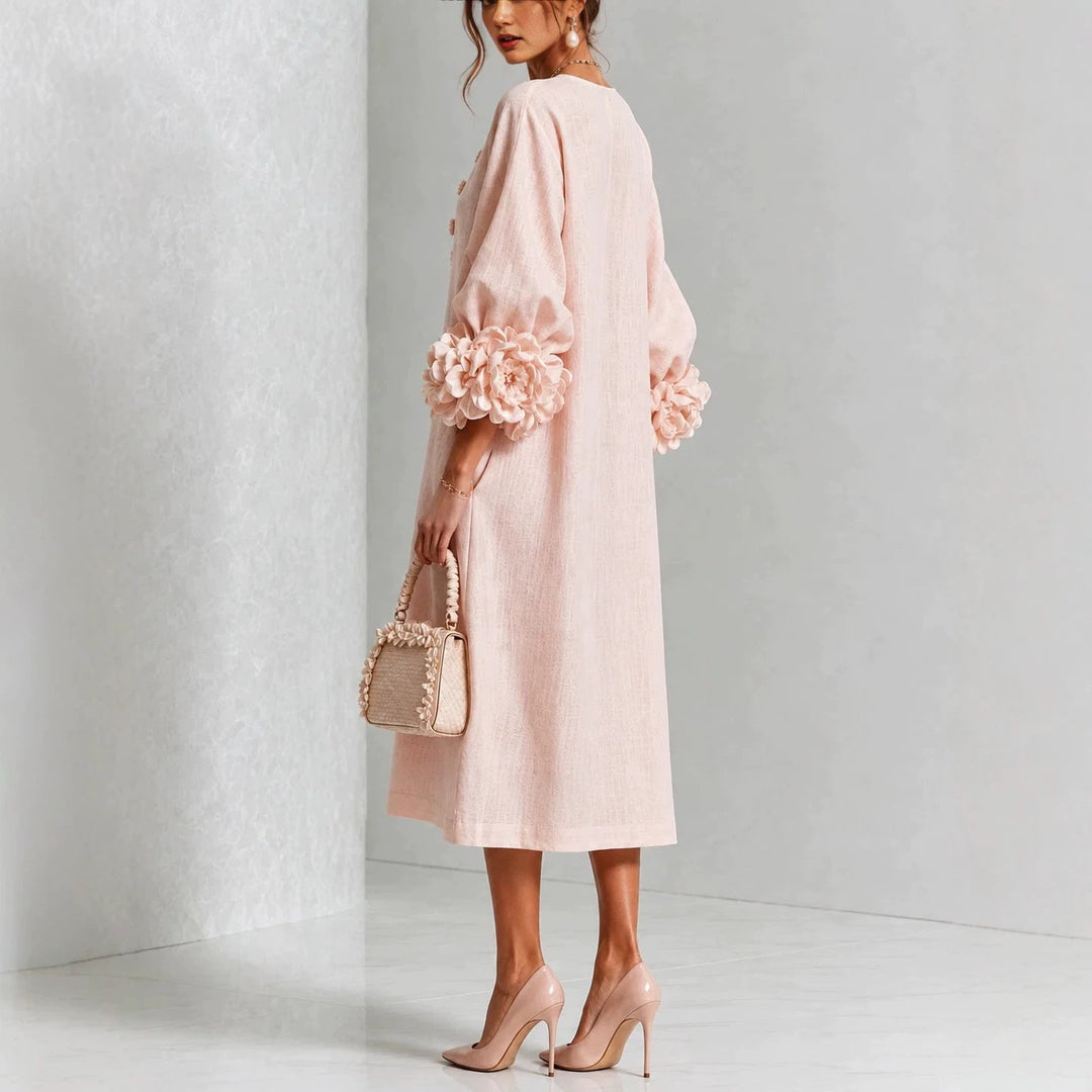 IVY | Rose-Cuff Sleeve Midi Dress