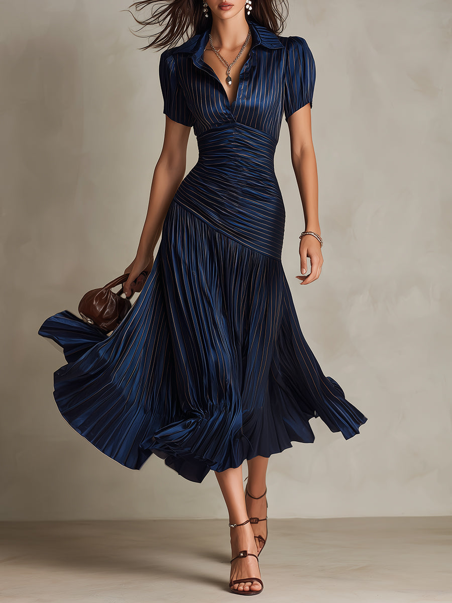 Eleanora | Retro Striped Midi Dress