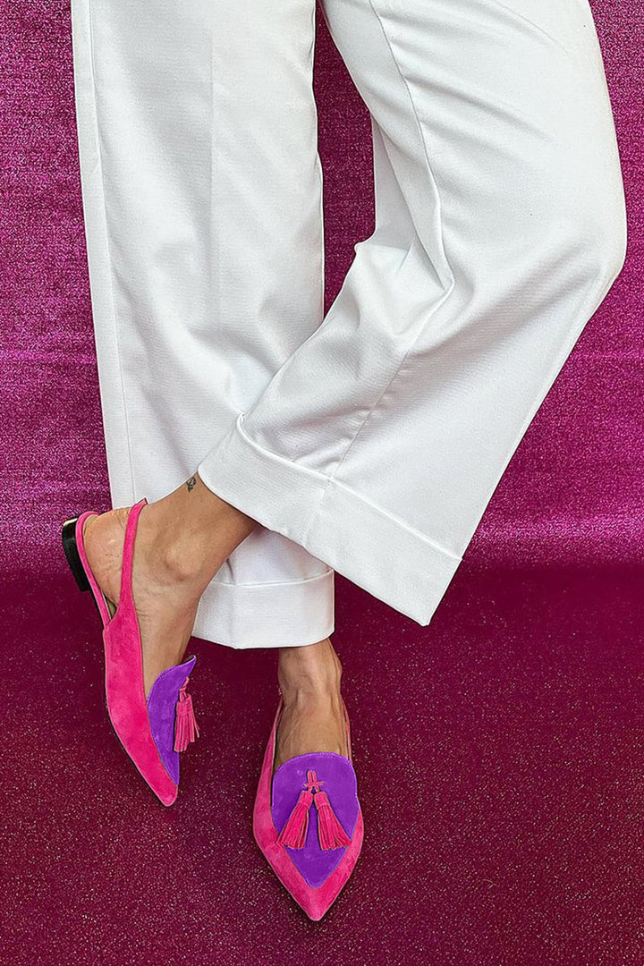 Frendessa | Ballet Flats with Fringe and Ankle Strap