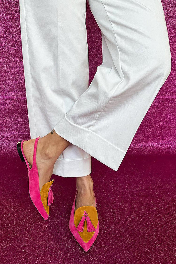 Frendessa | Ballet Flats with Fringe and Ankle Strap