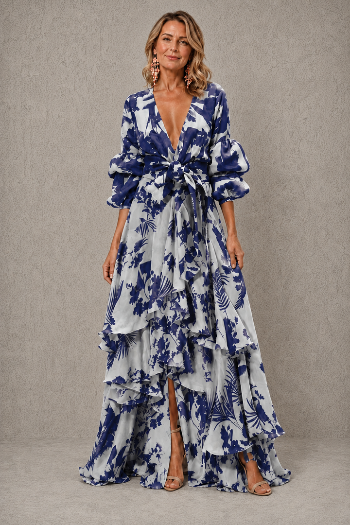 VICTORIA | Tiered Bow Belt Maxi Dress