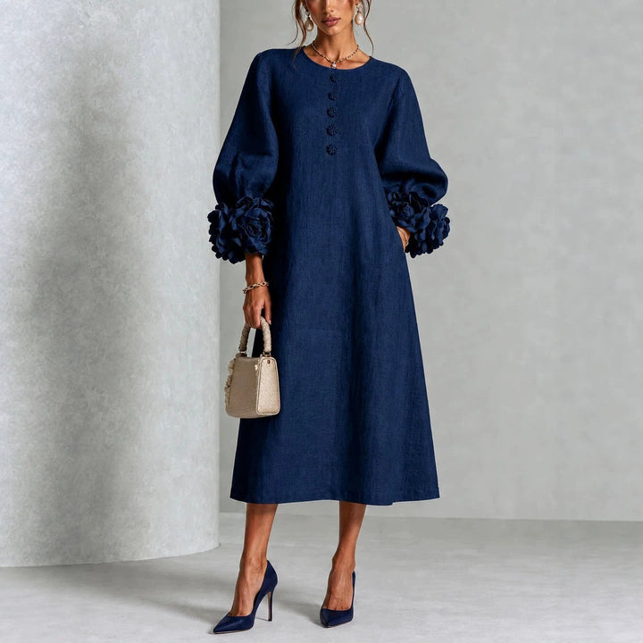 IVY | Rose-Cuff Sleeve Midi Dress