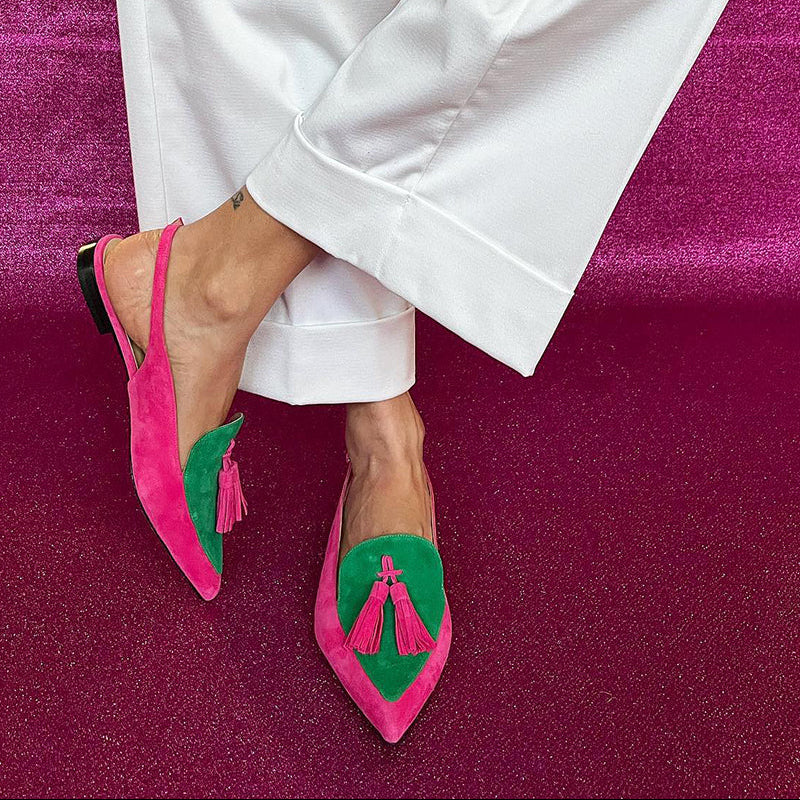 Frendessa | Ballet Flats with Fringe and Ankle Strap
