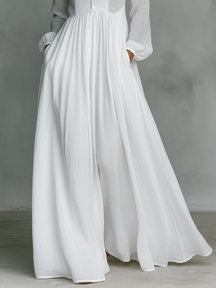 Genevieve | High-Collar Button Maxi Dress