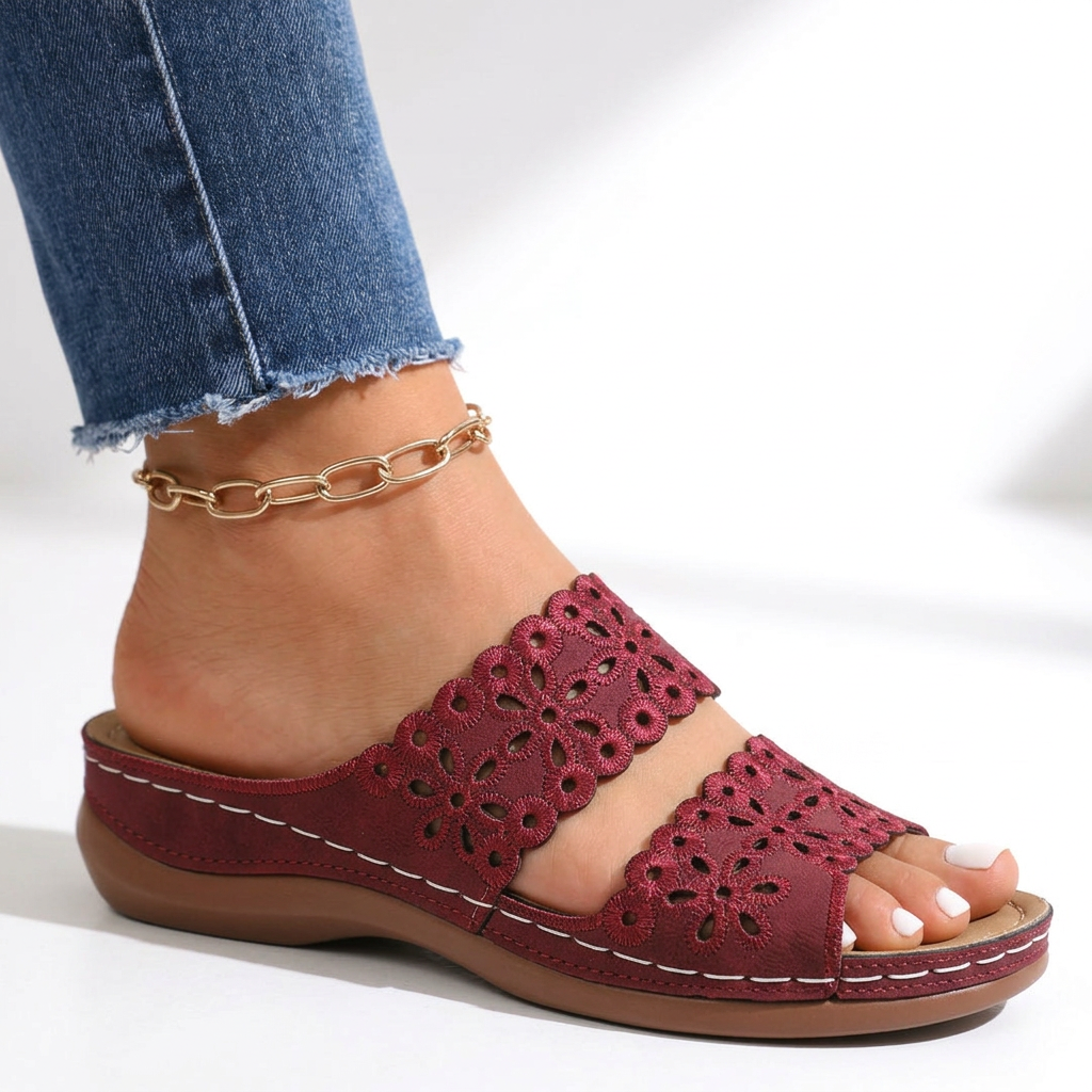 JOANNA | Floral Cutout Slide Sandal
