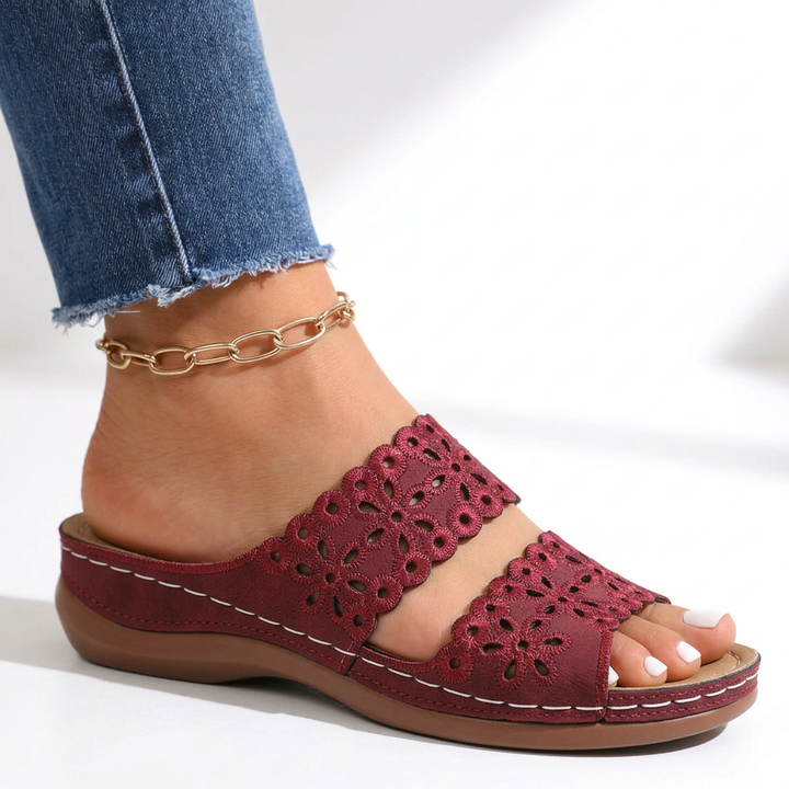 JOANNA | Floral Cutout Slide Sandal