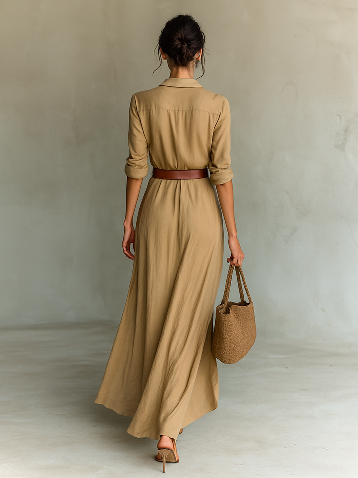 VICTORIA | Lapel Collar Maxi Dress