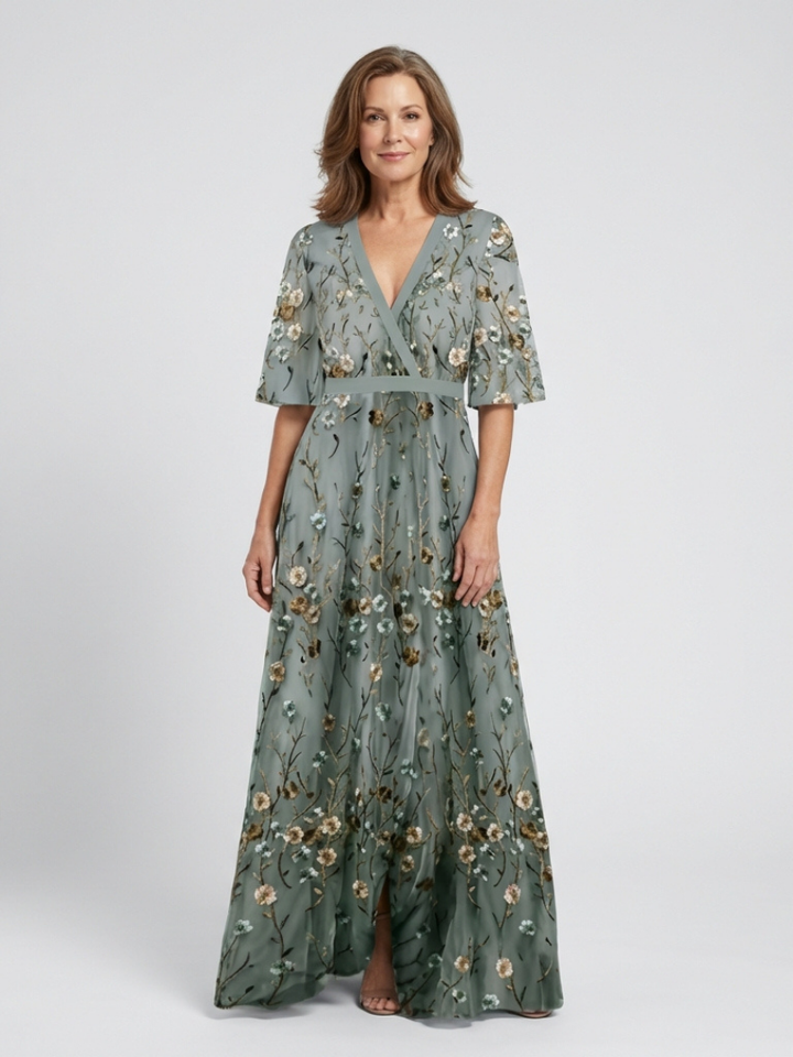 Delia | Floral Short Sleeve Maxi Dress