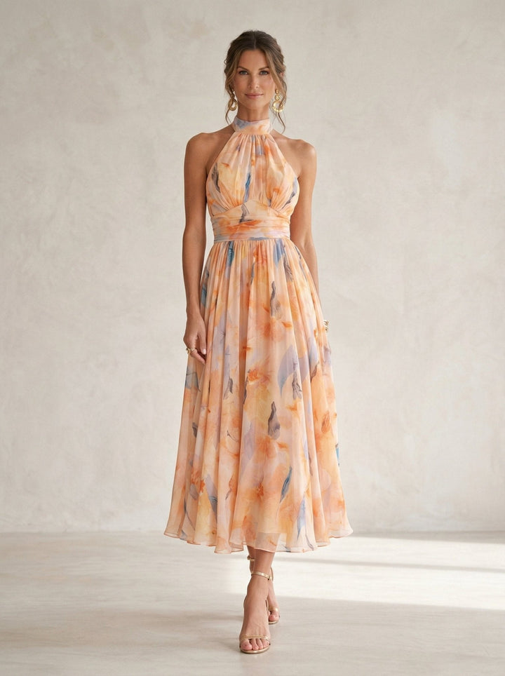 Carmen™ | Halter Dress with Watercolor Print