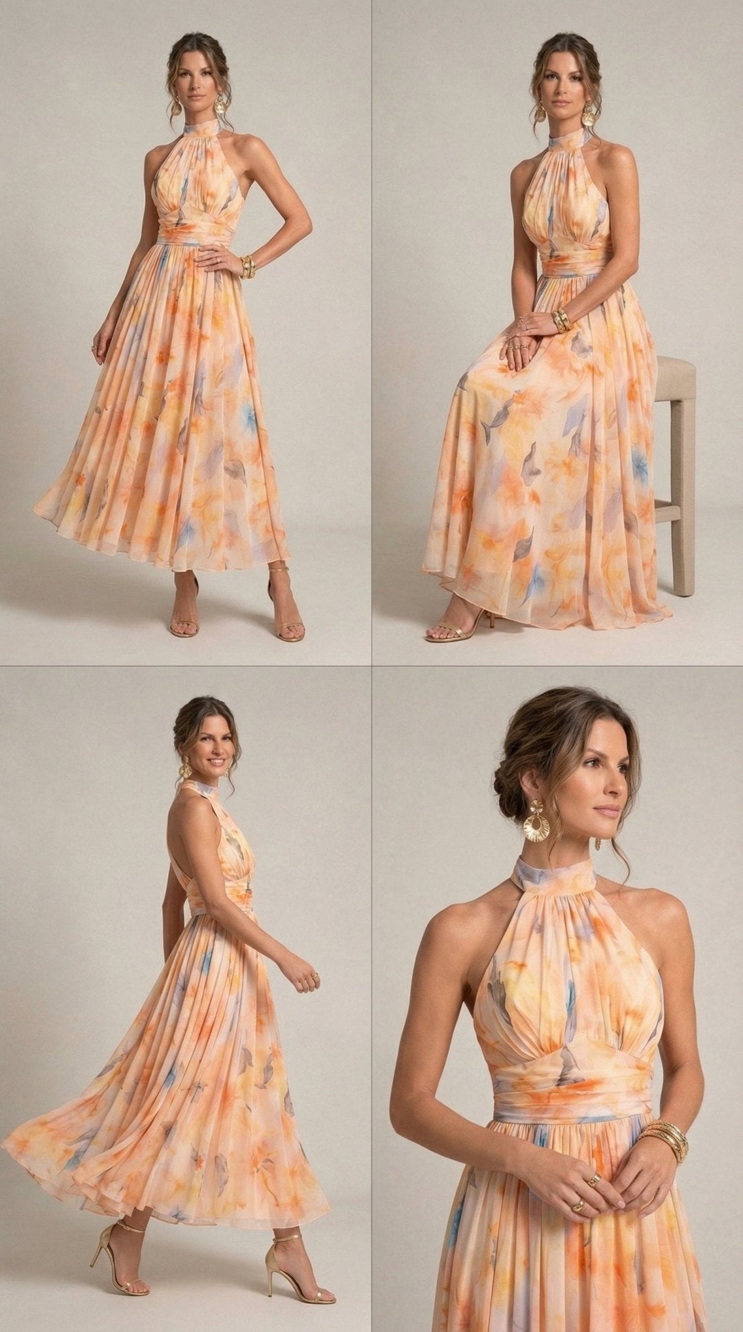 Carmen™ | Halter Dress with Watercolor Print