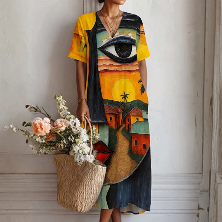 JOSIE | Bohemian Painted Scene Maxi