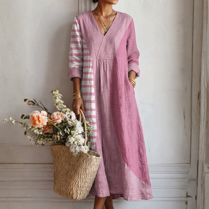 ROSEMARY | Bohemian Rose Stripe Panel Maxi