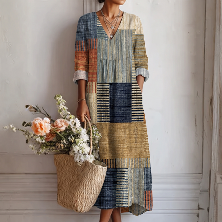 FRANCES | Bohemian Stripe Patchwork Maxi