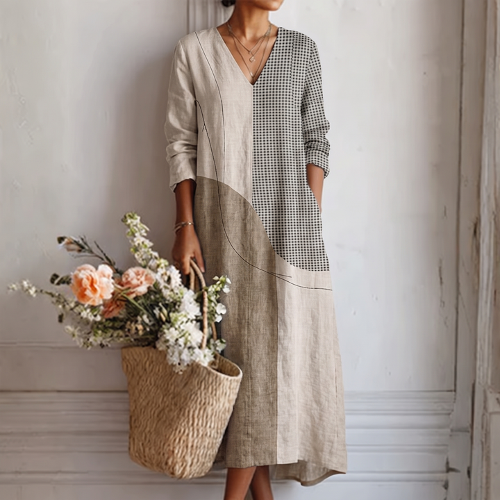 WINNIE | Bohemian Neutral Colorblock Maxi
