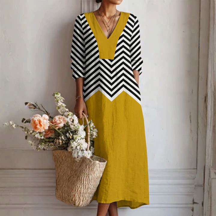 GOLDIE | Bohemian Chevron Yoke Maxi