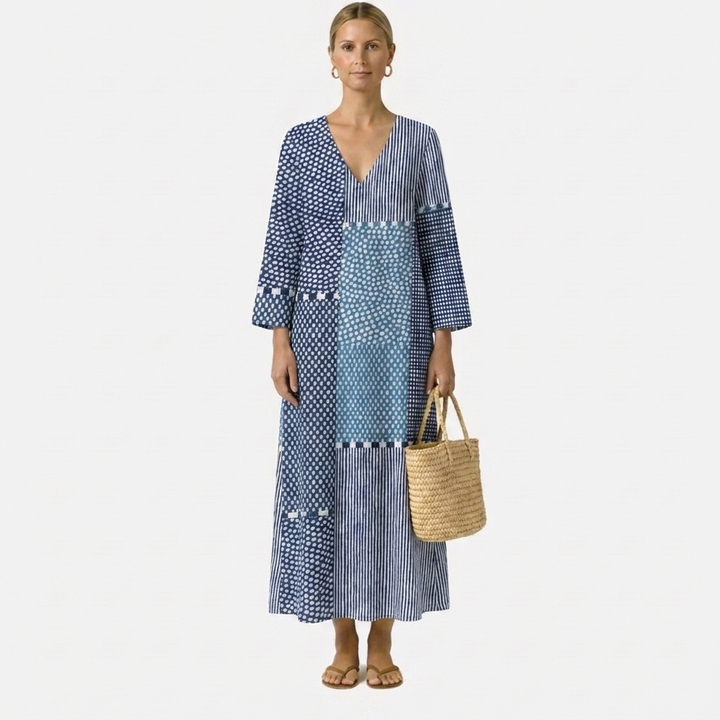 BONNIE | Bohemian Patchwork Blue Maxi
