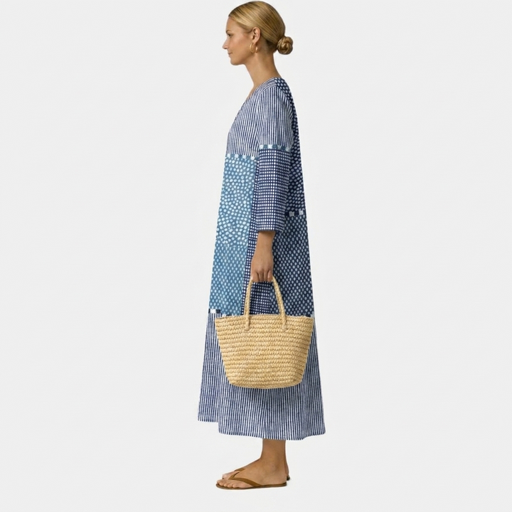 BONNIE | Bohemian Patchwork Blue Maxi