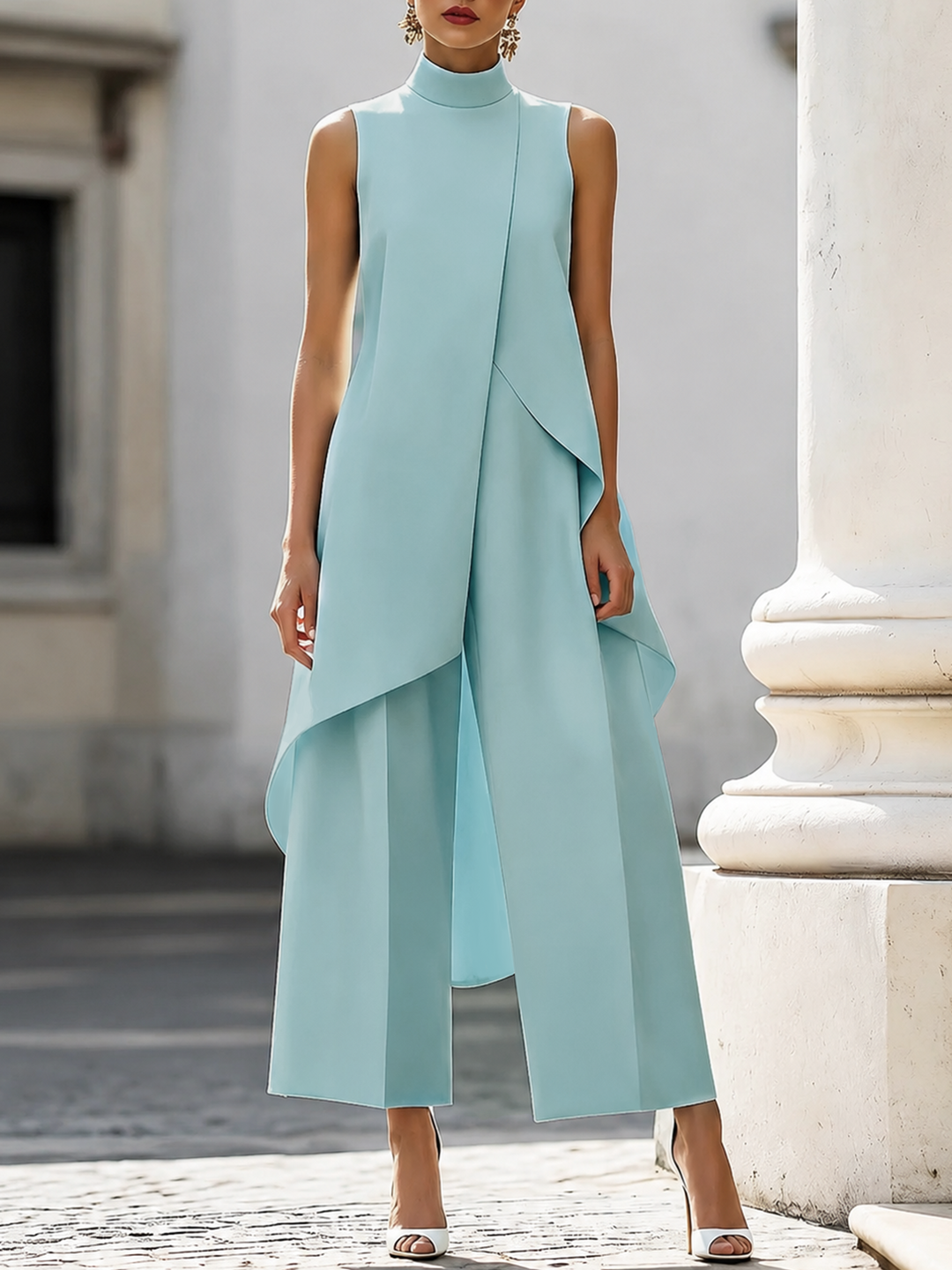 Imogen | Sculpted High-Neck Wide-Leg Jumpsuit for Women