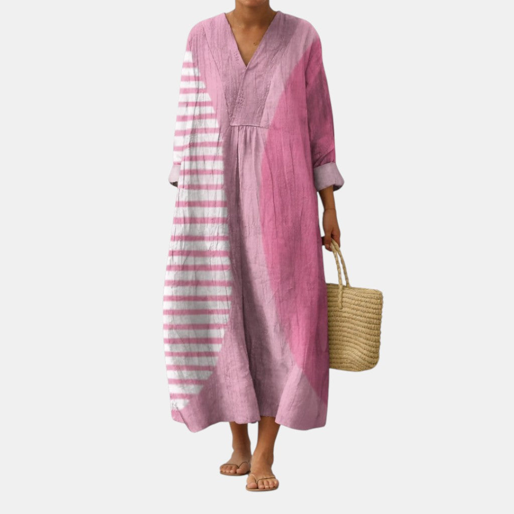 ROSEMARY | Bohemian Rose Stripe Panel Maxi