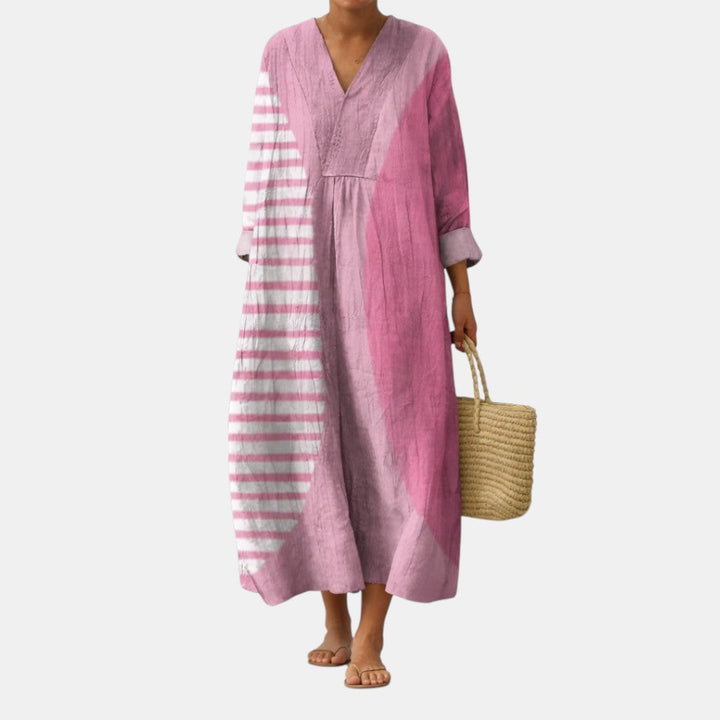 ROSEMARY | Bohemian Rose Stripe Panel Maxi