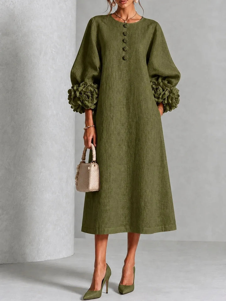 IVY | Rose-Cuff Sleeve Midi Dress
