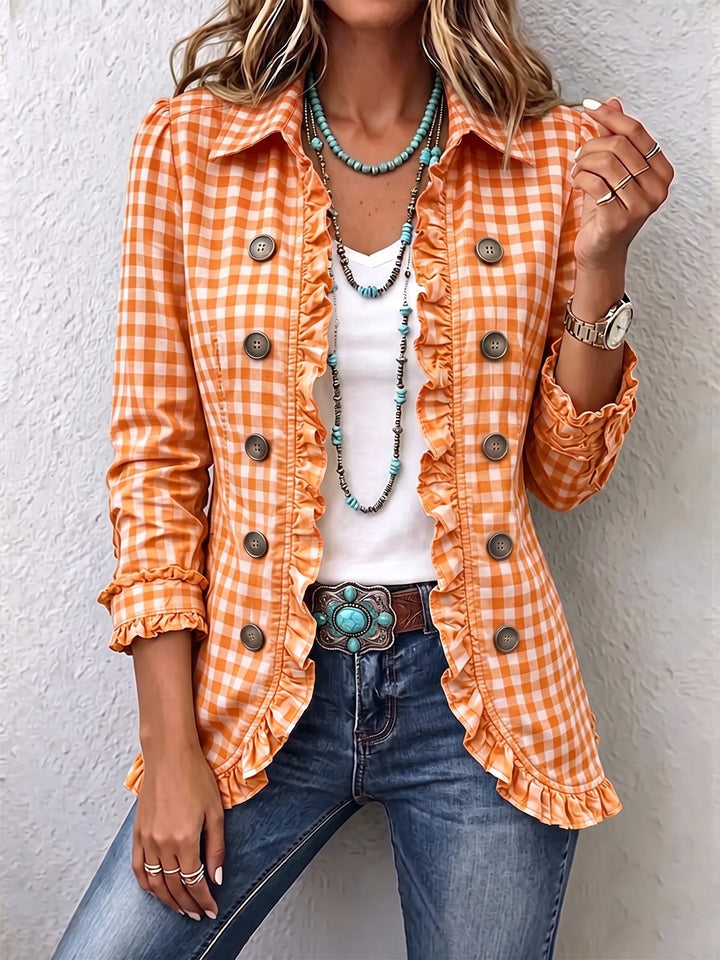 CHARLENE | Gingham Ruffle Jacket