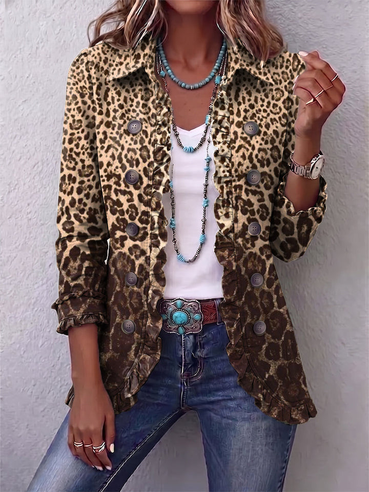NAVARA | Leopard Ruffle Jacket