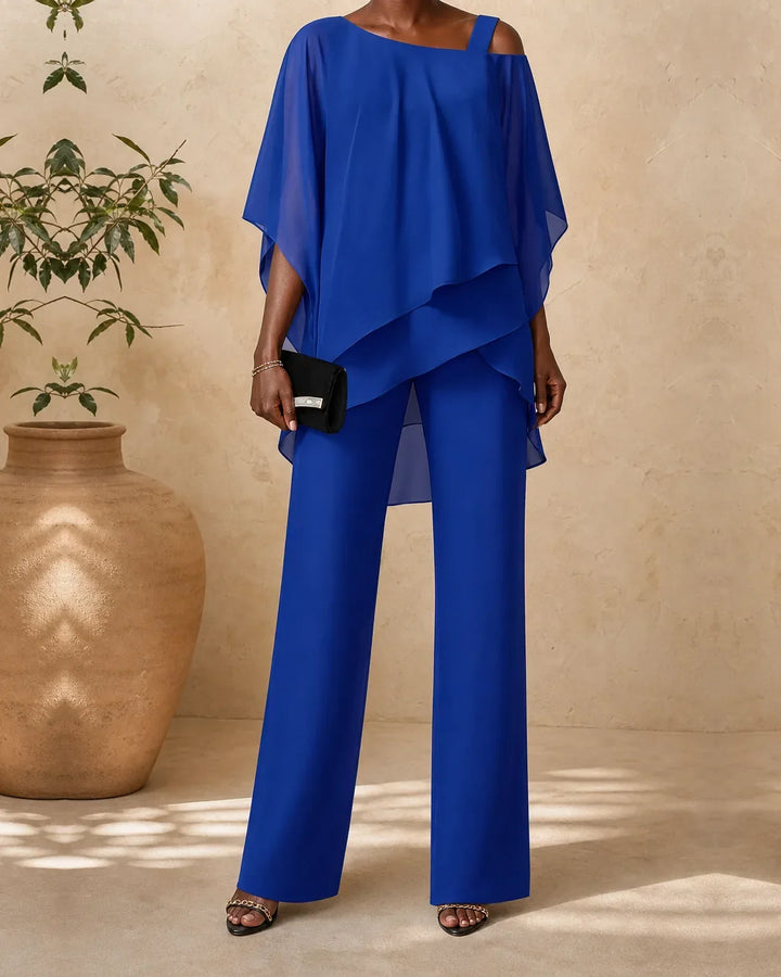 Yvette | One-Shoulder Draped Top & Wide-Leg Set