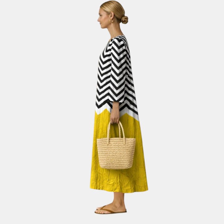 GOLDIE | Bohemian Chevron Yoke Maxi
