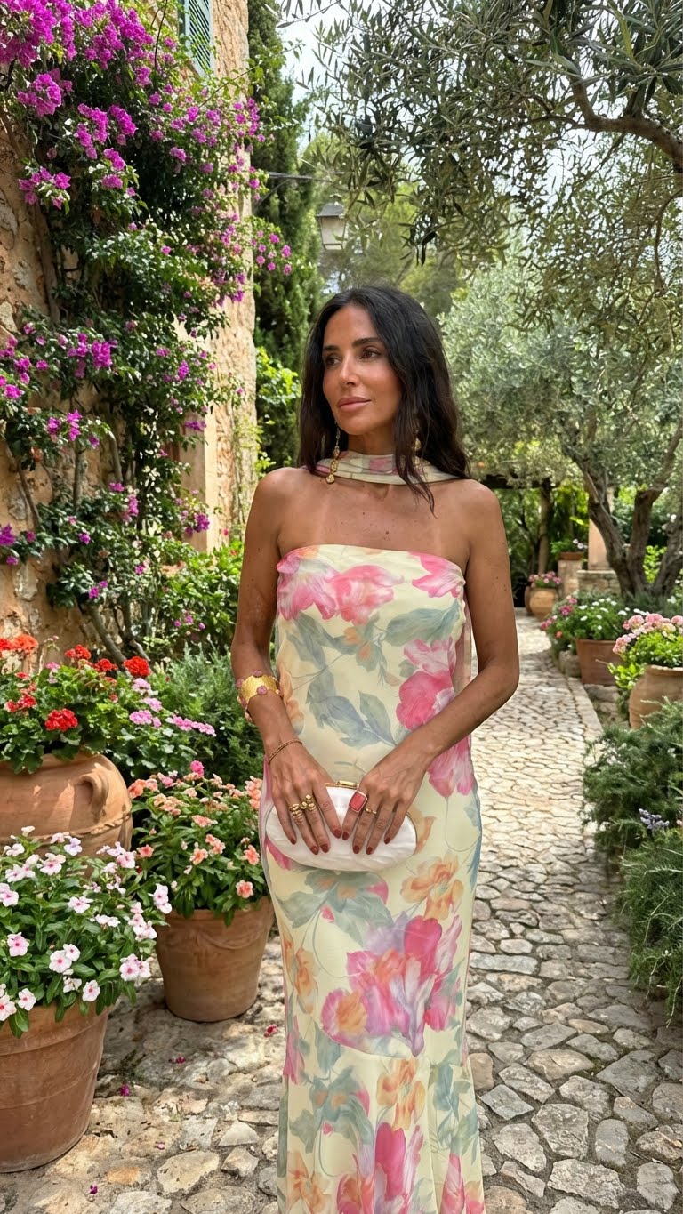 Ursula™ | Strapless Floral Watercolor Long Dress
