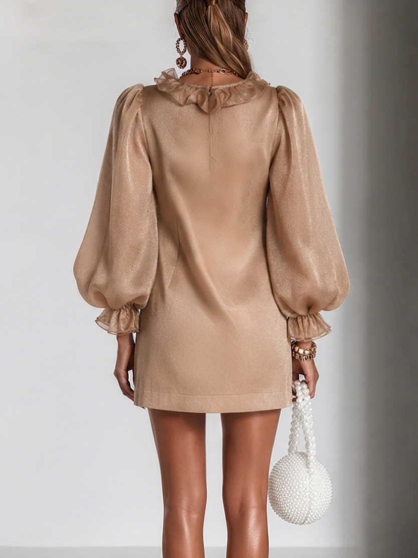 Guinevere | Ruffled Puff-Sleeve Shift Dress